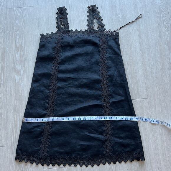 J Crew Lace Trim Shift Dress Linen Size 2 Black - Picture 6 of 12
